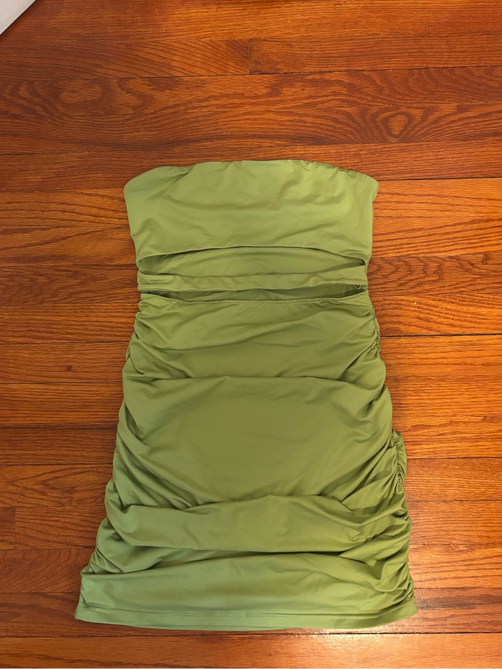 Beginning Boutique Strapless Green Cutout Mini Dress